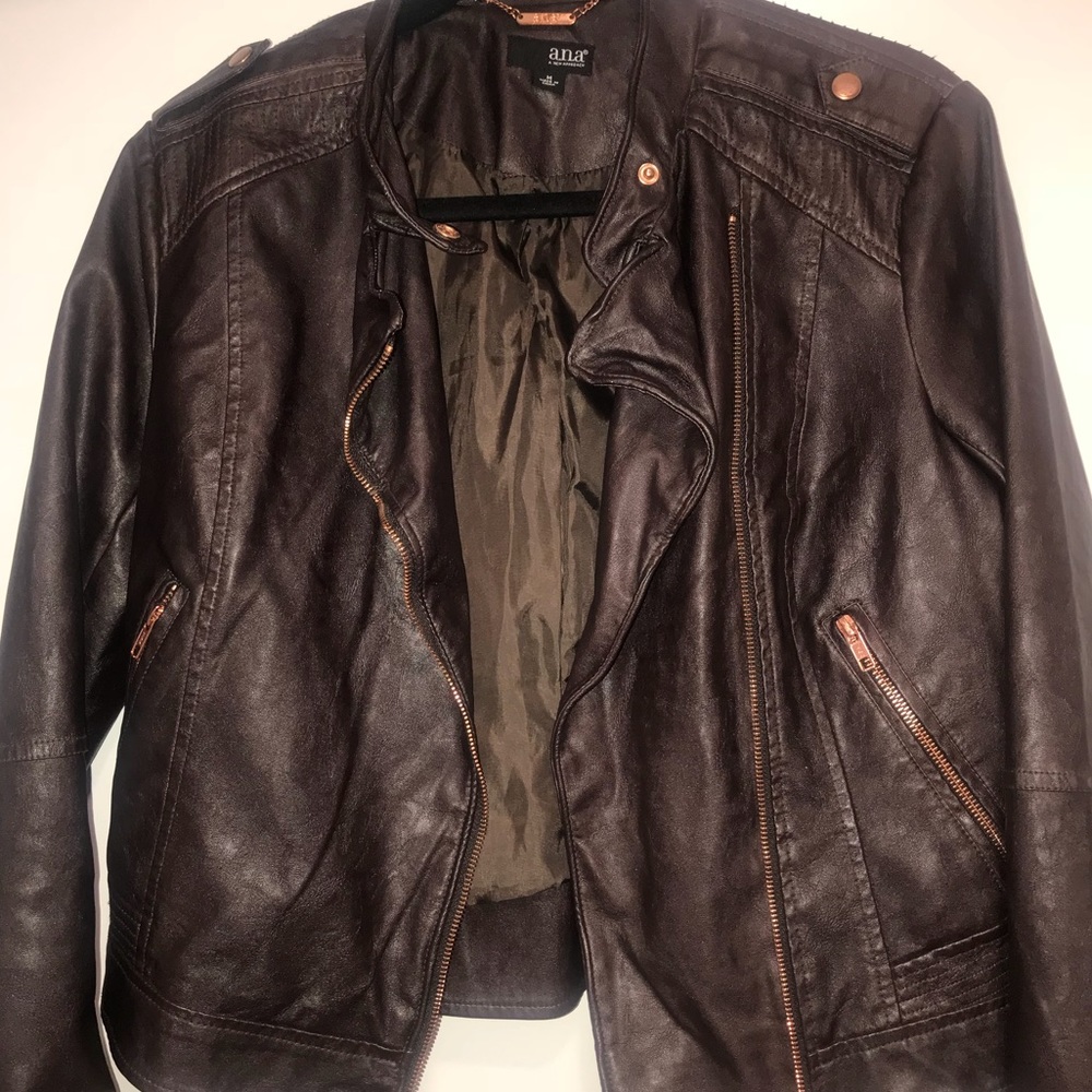 Faux Leather Motto Jacket